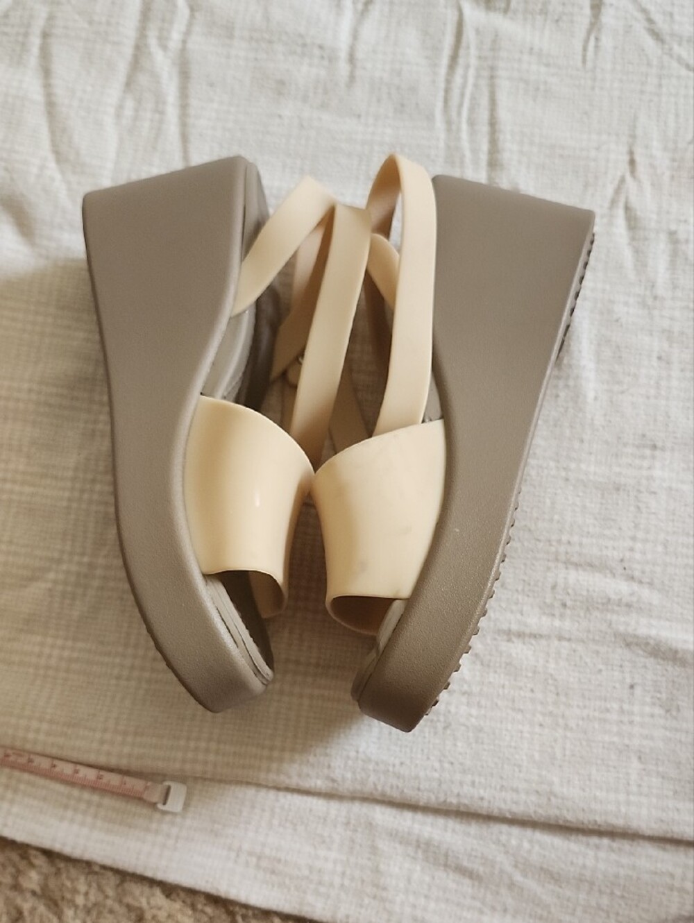 CROCS Women's Beige and Brown Wedge Sandals - Picture 9 of 9